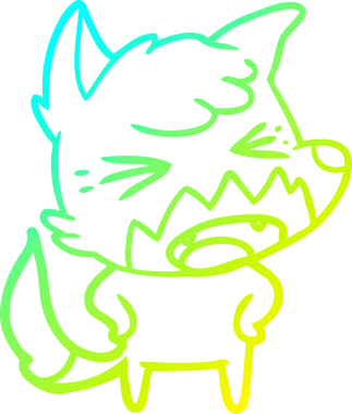 Bir insan tarafından çizilmiş kızgın bir tilkinin soğuk çizgi çizimi.