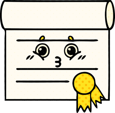 bir insan tarafından çizilmiş bir sertifikanın çizgi roman tarzı