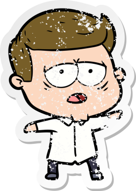 Bir insan tarafından çizilmiş yorgun bir çizgi filmin sıkıntılı çıkartması.