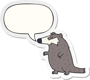 Bir insan tarafından çizilmiş konuşma balonu çıkartmalı çizgi film porsuğu.