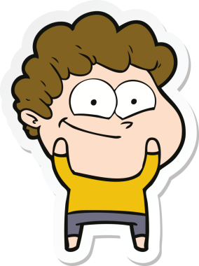 Bir insan tarafından çizilmiş mutlu bir adamın çıkartması.