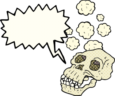 El yazısıyla çizilmiş çizgi roman konuşma balonu karikatürü Bir insan tarafından çizilmiş antik kafatası