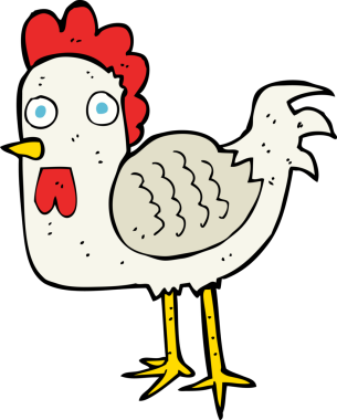 Bir insan tarafından çizilmiş çizgi film tavuğu.