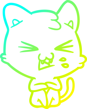 Bir insan tarafından çizilen çizgi film kedisinin soğuk gradyan çizimi