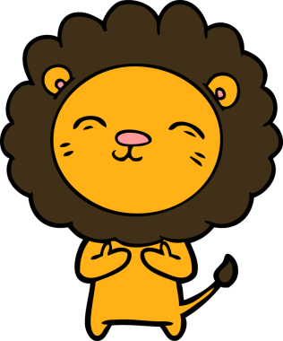 Bir insan tarafından çizilmiş çizgi film aslanı.