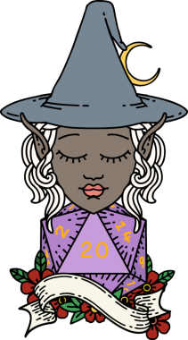 Retro Dövme Biçimli elf karakteri Bir insan tarafından çizilmiş doğal yirmi zar atışıyla