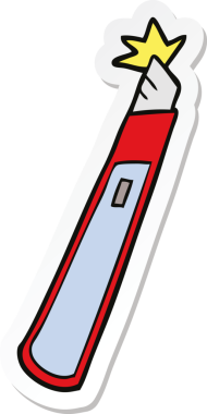 Bir insan tarafından çizilmiş karikatür bıçağı çıkartması.