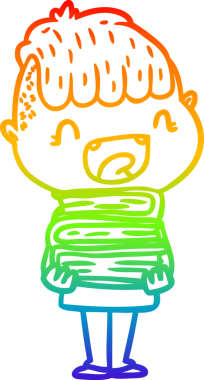 gökkuşağı gradyan çizgi çizimi mutlu bir çocuğun bir insan tarafından çizilmiş yeni kitapları.