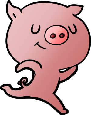 Bir insan tarafından çizilen mutlu domuz çizgi filmi.