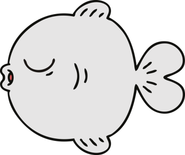 Bir insan tarafından çizilmiş garip bir karikatür balığı.