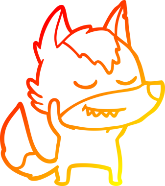 Bir insan tarafından çizilmiş dost canlısı bir kurt çizgi çizimi.