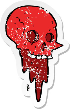 Bir insan tarafından çizilmiş iğrenç bir cadılar bayramı kafatası karikatürü.