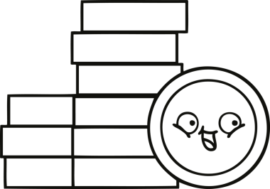 Bir insan tarafından çizilmiş bozuk paraların çizgi çizimi