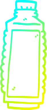 Bir insan tarafından çizilmiş karikatür su şişesinin soğuk gradyan çizgisi.