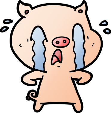 Bir insan tarafından çizilmiş ağlayan domuz çizgi filmi.