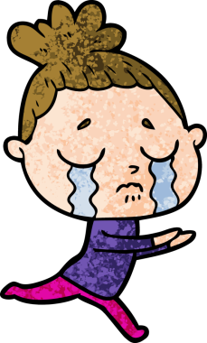 Bir insan tarafından çizilmiş ağlayan kadın çizgi filmi.