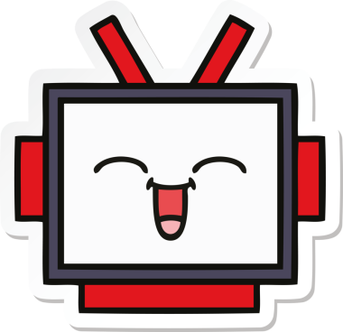 Bir insan tarafından çizilmiş şirin bir robot kafasının çıkartması.