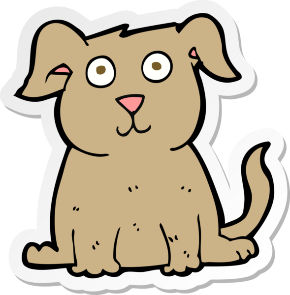 Bir insan tarafından çizilmiş mutlu bir köpeğin çıkartması.