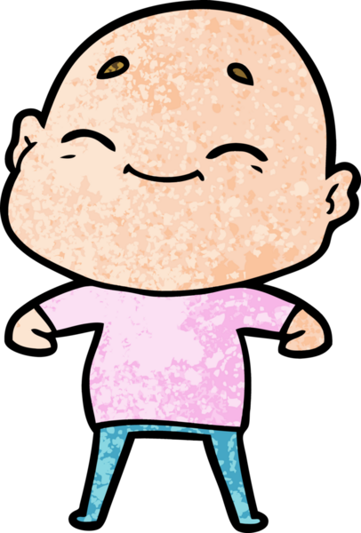 Bir insan tarafından çizilmiş mutlu, kel adam.