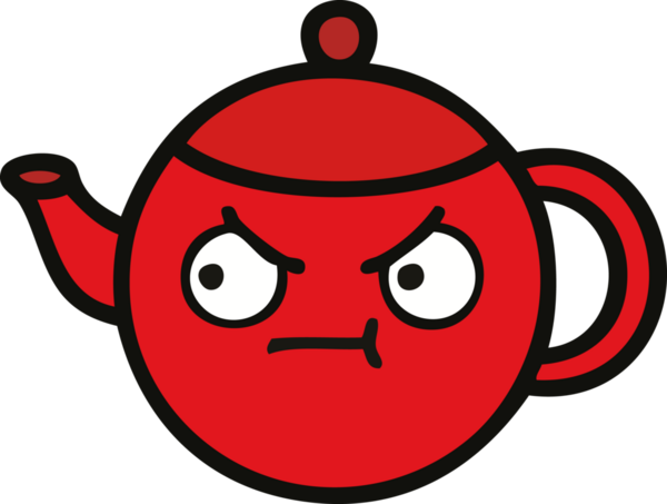 Bir insan tarafından çizilmiş şirin bir çaydanlık karikatürü.