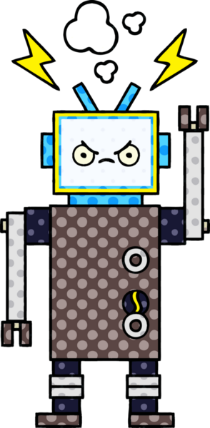 bir insan tarafından çizilmiş bir robotun çizgi roman tarzı