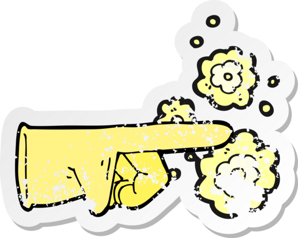 Bir insan tarafından çizilmiş plastik eldiven çiziminin gerilimli retro çıkartması.