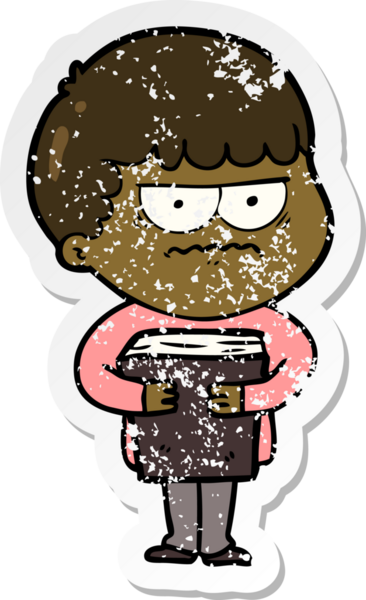 Bir insan tarafından çizilmiş sıkıntılı bir karikatür çıkartması.