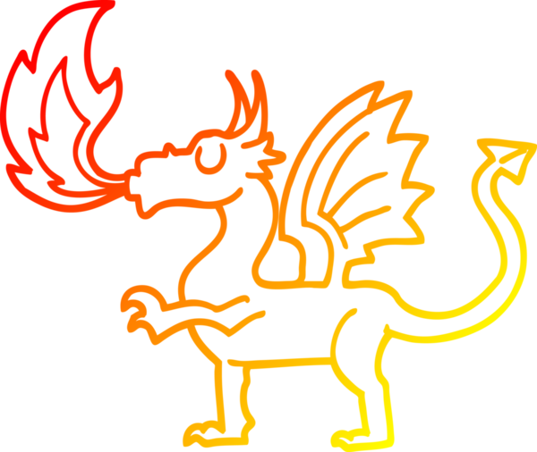 Bir insan tarafından çizilen kırmızı ejderhanın sıcak çizgi çizimi