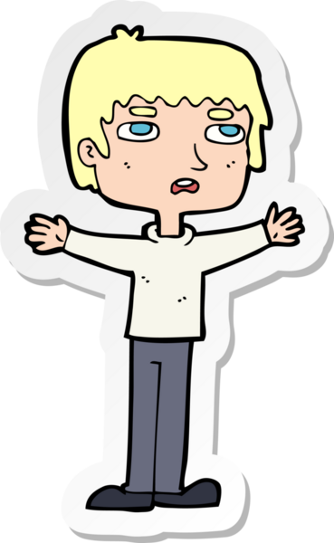 Bir insan tarafından çizilmiş gergin bir adamın çıkartması.