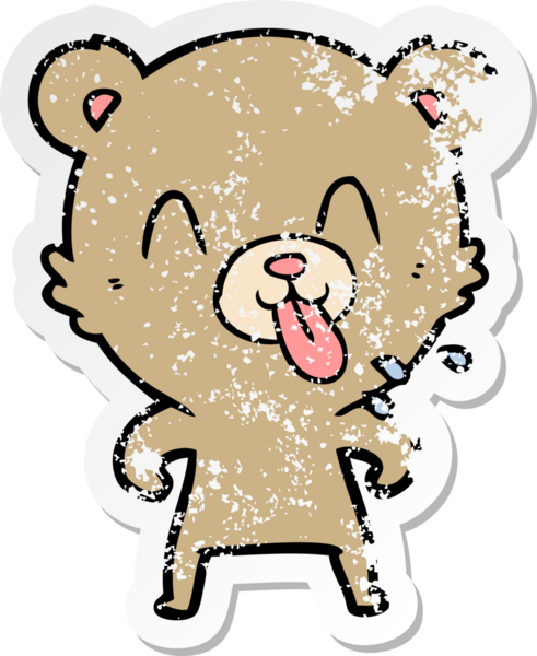 Bir insan tarafından çizilmiş kaba bir çizgi film ayısının sıkıntılı çıkartması.