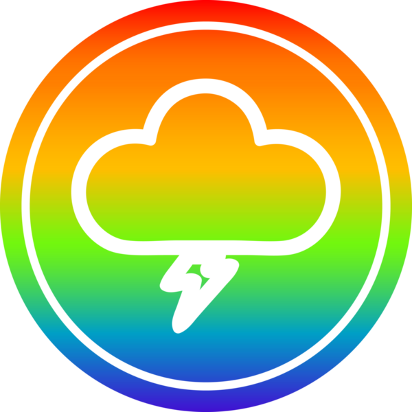 Bir insan tarafından çizilmiş gök kuşağı eğimli fırtına bulutu simgesi