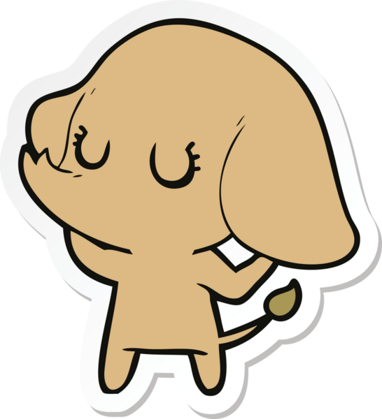 Bir insan tarafından çizilmiş şirin bir fil çıkartması.