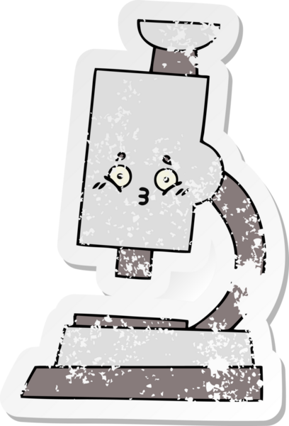 Bir insan tarafından çizilmiş sevimli bir mikroskobun sıkıntılı çıkartması.