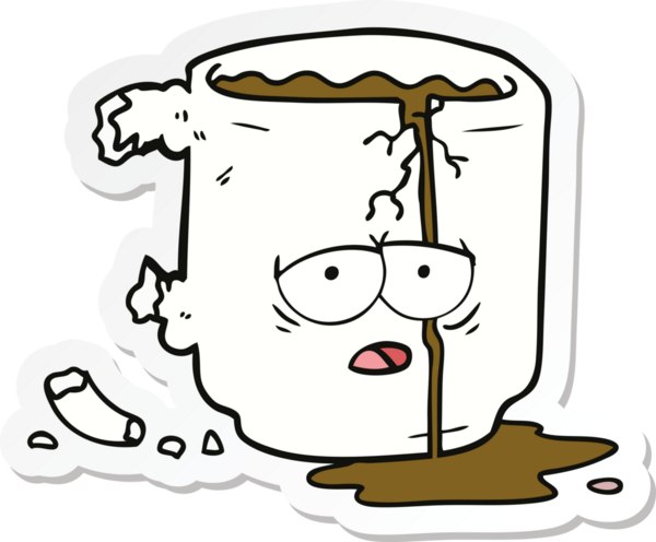 Bir insan tarafından çizilmiş kırık bir kupanın çıkartması.