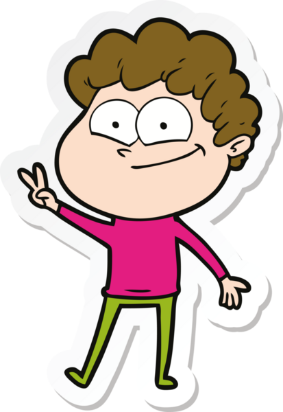 Bir insan tarafından çizilmiş mutlu bir adamın çıkartması.