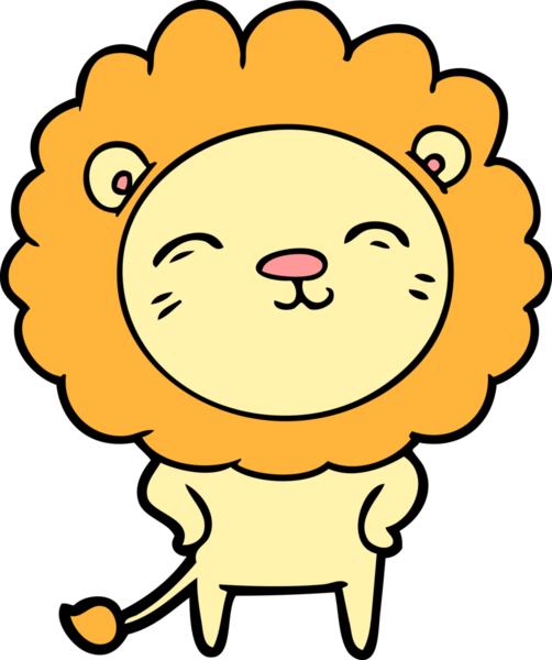 Bir insan tarafından çizilmiş çizgi film aslanı.