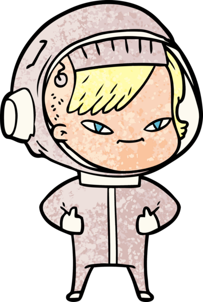 Bir insan tarafından çizilmiş astronot kadın.