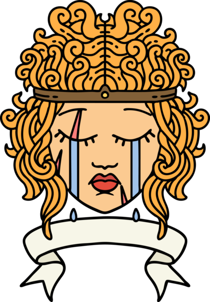 Retro Dövme Tarzı Ağlayan İnsan Barbar Bir insan tarafından çizilmiş pankartıyla