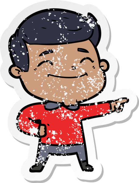 Bir insan tarafından çizilmiş mutlu bir çizgi film karakterinin sıkıntılı çıkartması.