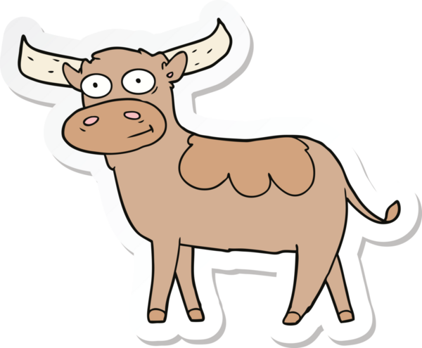 Bir insan tarafından çizilmiş bir çizgi film boğasının çıkartması.