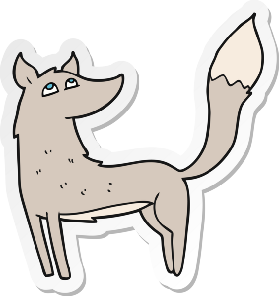 Bir insan tarafından çizilmiş bir kurt çizgi filminin çıkartması.