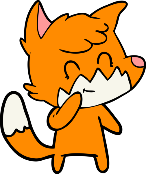 Bir insan tarafından çizilmiş çizgi film dostu tilki.