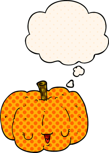 Çizgi roman tarzında bir insan tarafından çizilmiş düşünce balkabağı.