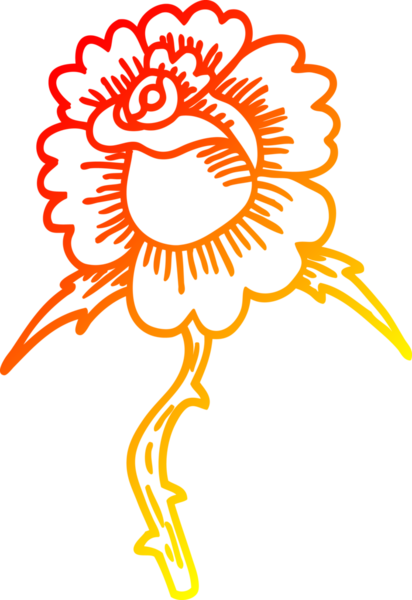 Bir insan tarafından çizilmiş gül dövmesi sembolünün sıcak çizgi çizimi