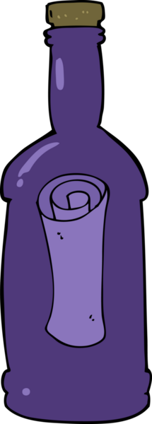 Bir insan tarafından çizilmiş şişedeki karikatür harfi.