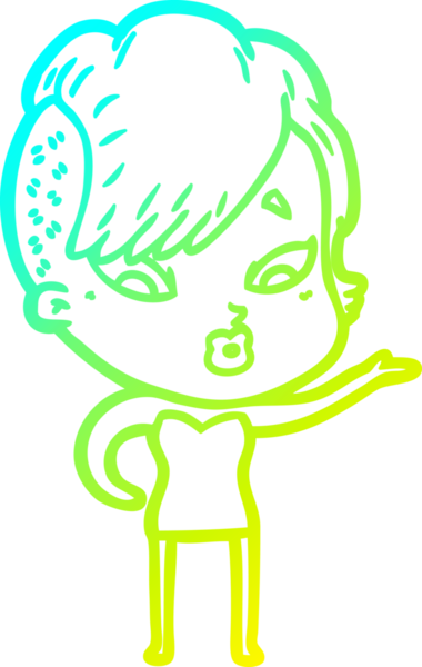 Bir karikatür çizimi, bir insan tarafından çizilmiş bir kızı şaşırttı.