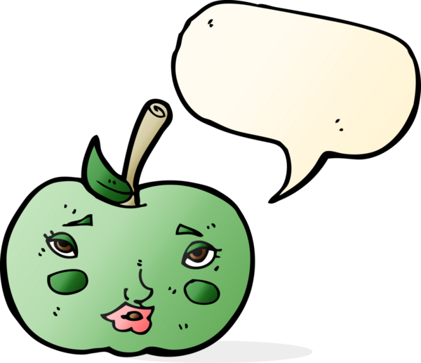 bir insan tarafından çizilmiş yüzlü karikatür elması.