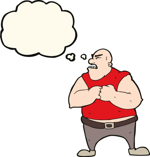 Bir insan tarafından çizilmiş düşünce baloncuğu olan vahşi bir adam.