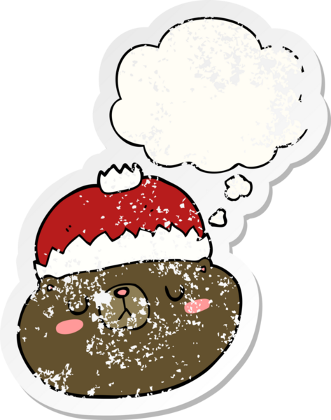 Düşünce baloncuğu olan karikatür noeli insan tarafından çizilmiş yıpranmış bir çıkartma.