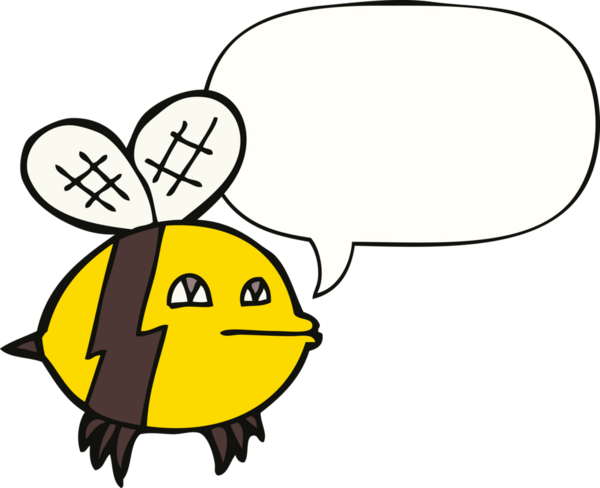 Bir insan tarafından çizilmiş konuşma balonlu çizgi film arısı.